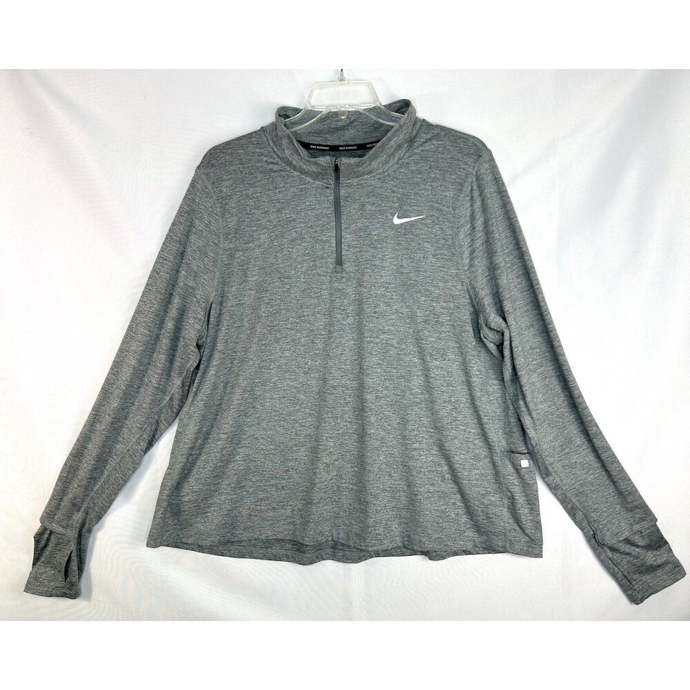 Nike Element Women’s 2X 1/4 Zip Jacket Top Dri Fit Gray Stretch CZ2849-084